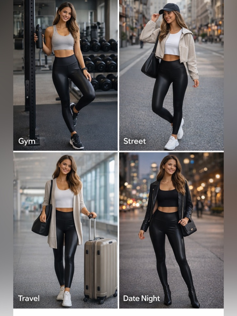 SPANX Black High-Waist Faux Leather Leggings